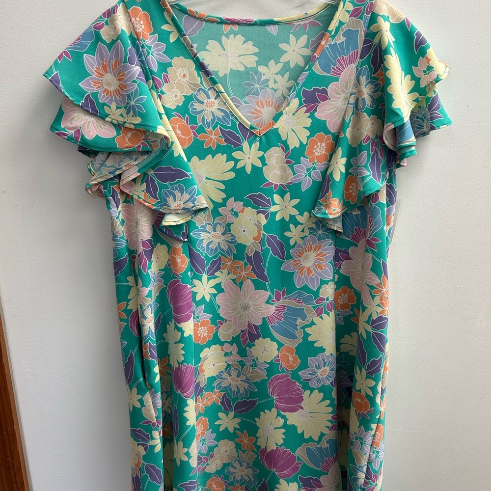 Floral Ruffle Sleeve Dress